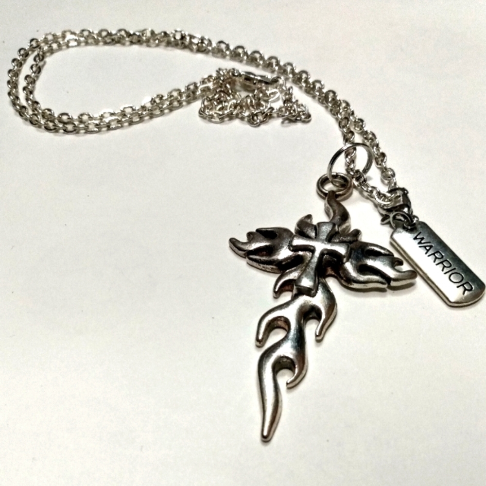 COPY - Handmade Warrior Cross Necklace on 24" Stainless Steel Chain